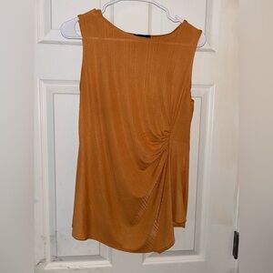 Sleeveless Orange Top with Ruched Detail